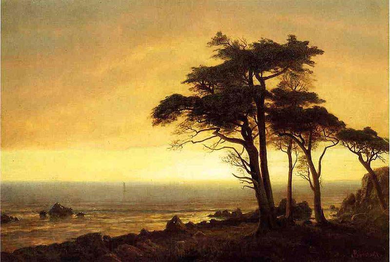 Albert Bierstadt The Sunset at Monterey Bay, the California Coast Spain oil painting art